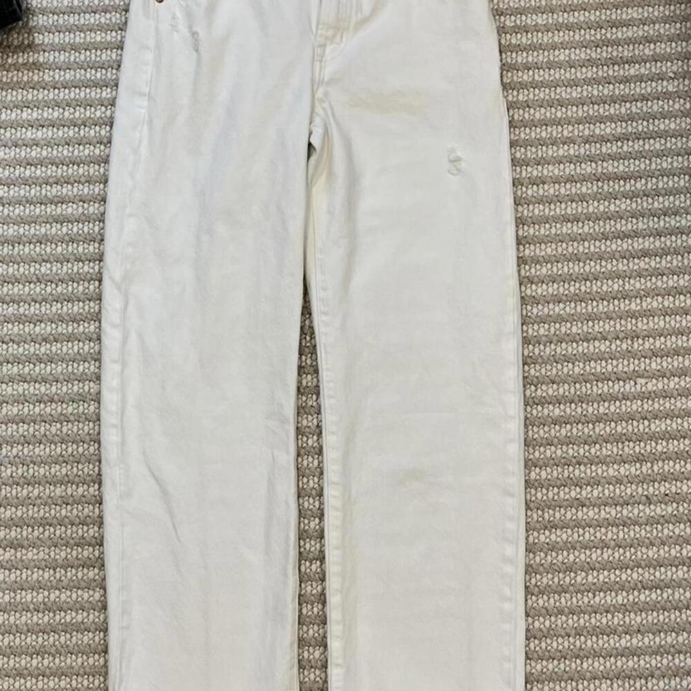 PISTOLA Lexi Mid Rise Bowed Straight Jeans - Luxe White Vintage - Picture 2 of 6